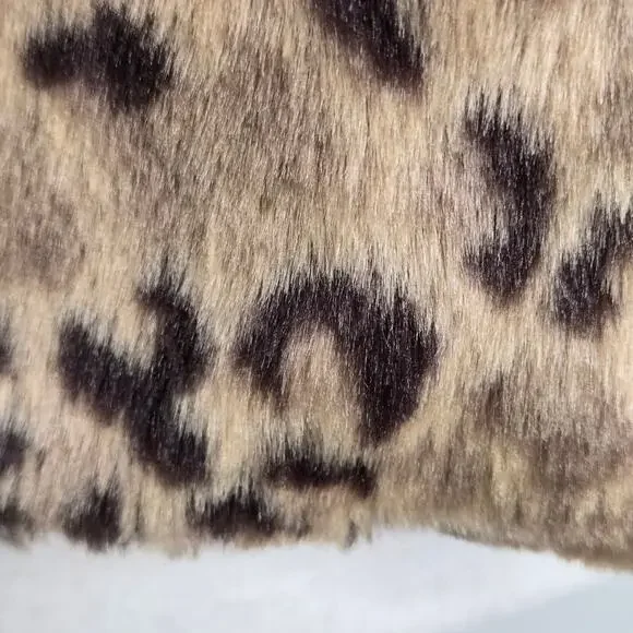 Relativity EUC crop leopard faux fur coat jacket 10 petite brown tan - Picture 10 of 17